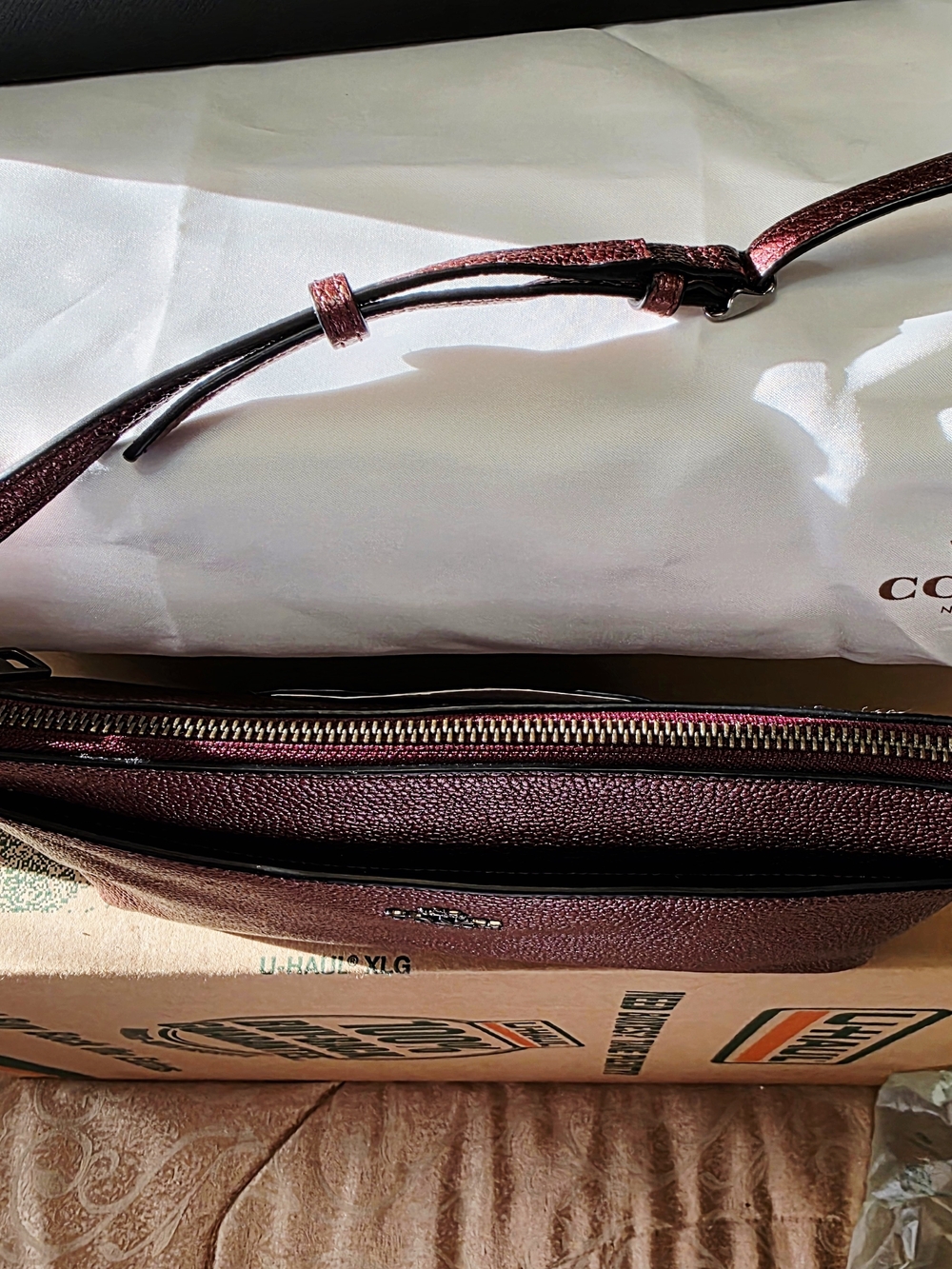 COACH Metallic Journal Crossbody In QB/Metallic Cherry - Picture 6 of 8